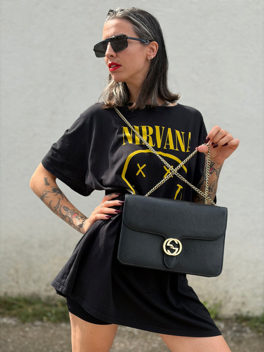 Borsa Gucci Interlocking nera