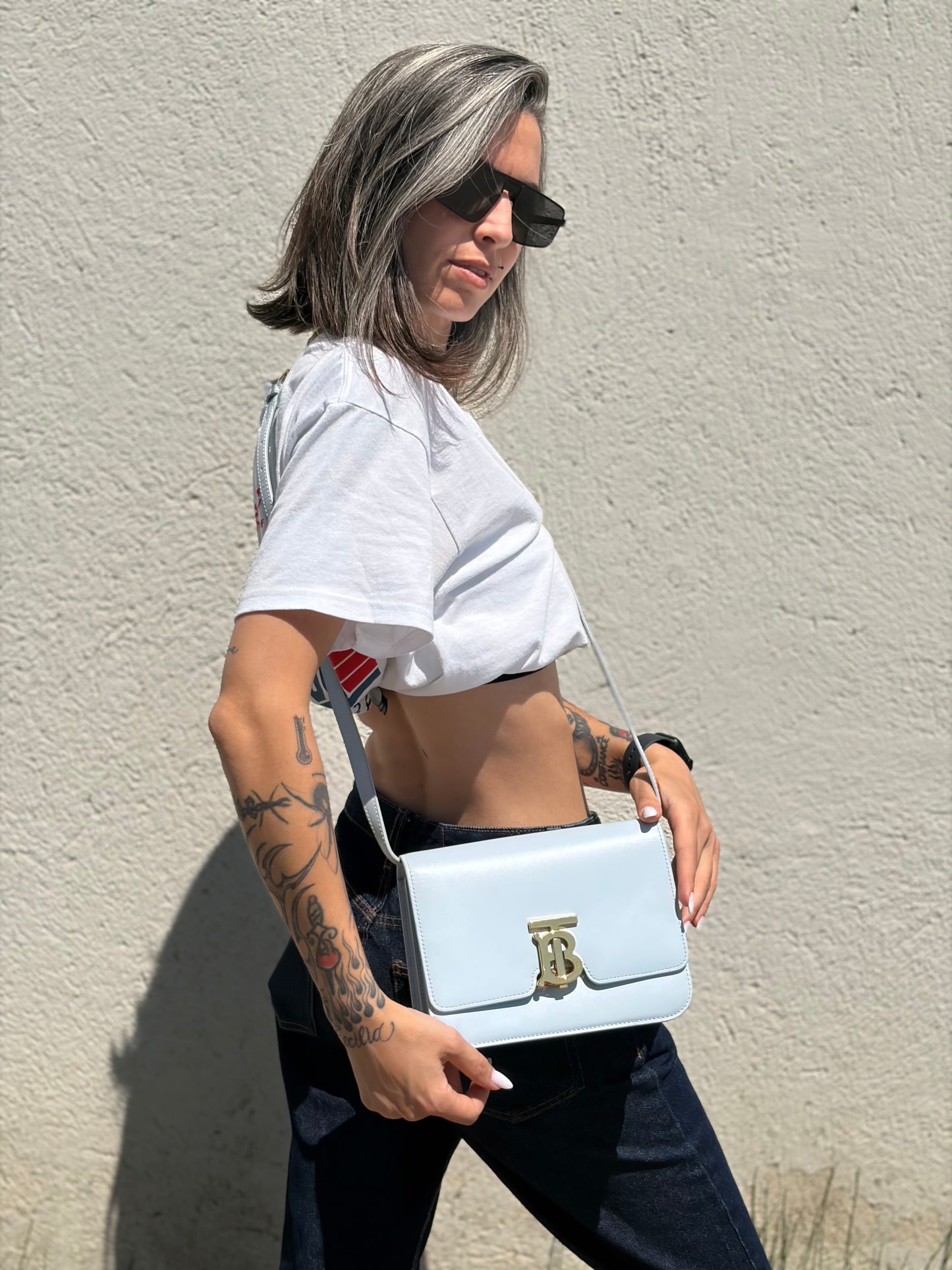 Tracolla Burberry TB azzurra
