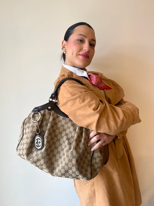 Borsa Gucci Sukey GG Beige