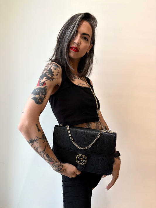 Borsa Gucci Interlocking nera