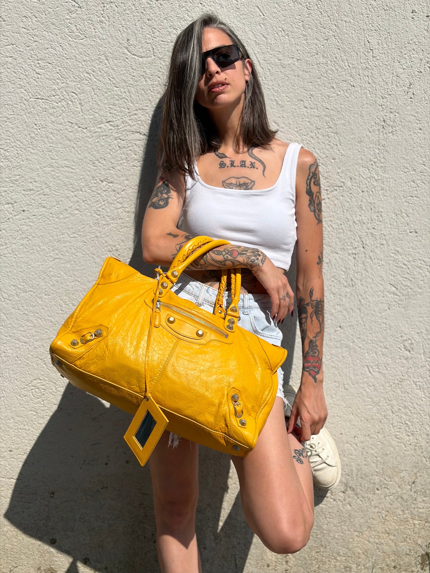 Borsa City Balenciaga gialla