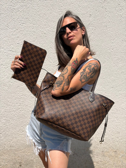 Neverfull Damier Ébène Louis Vuitton personalizzata