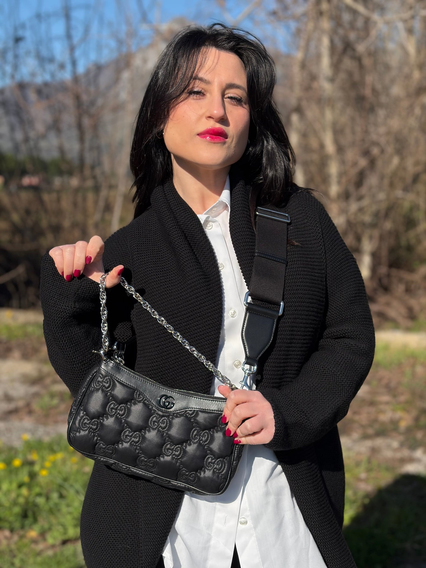 Tracolla Gucci GG Matelassé nera