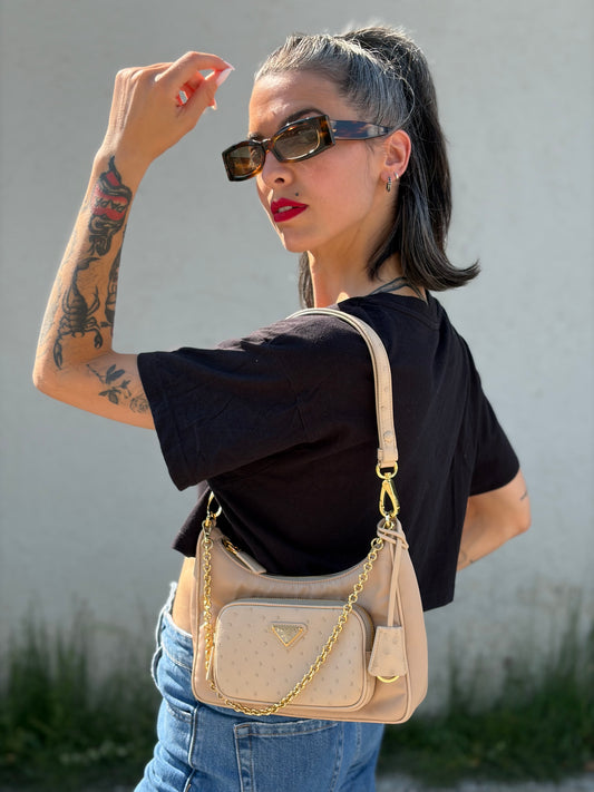 Ostrich Cammeo Re-Nylon Prada