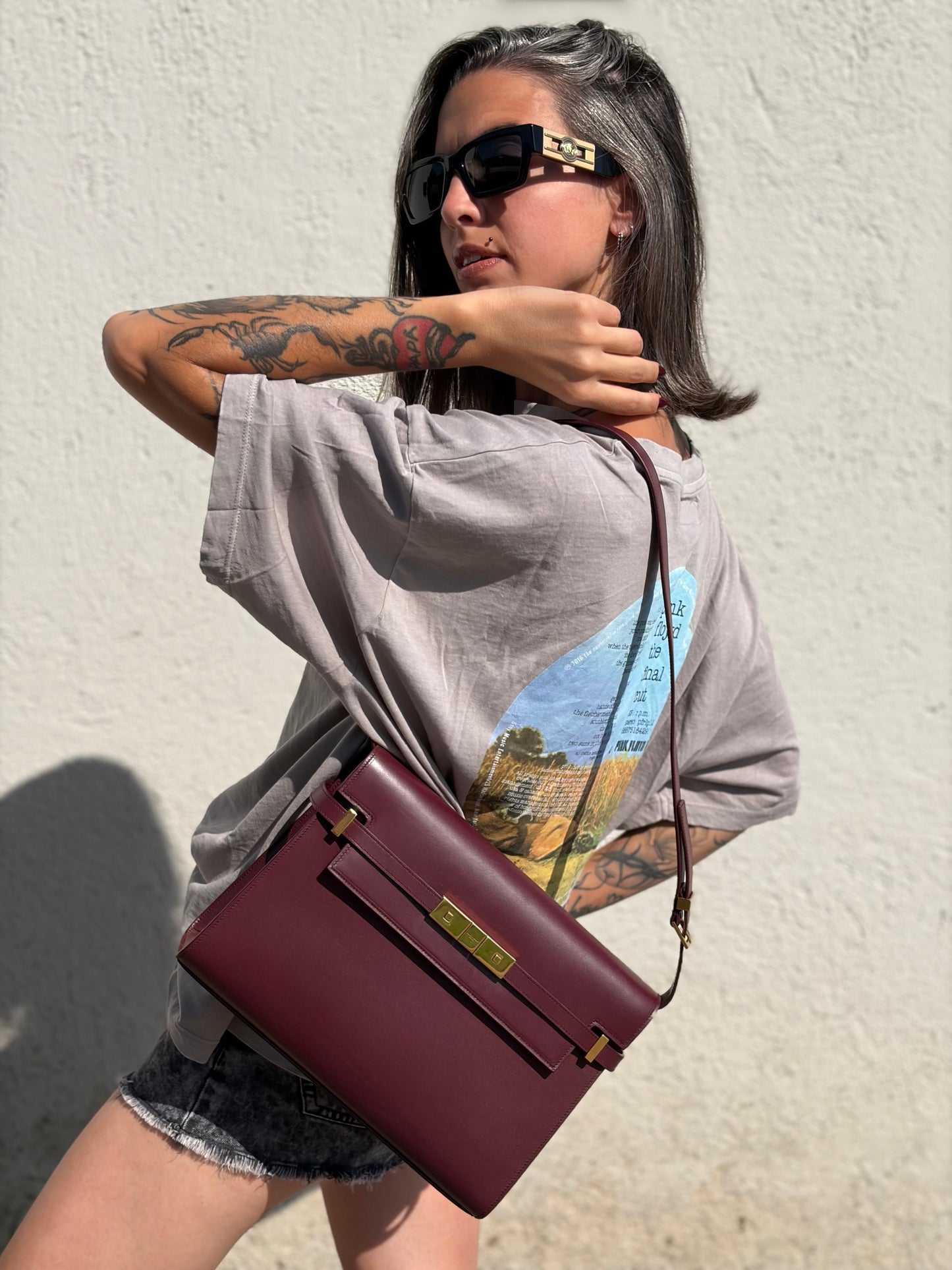 Borsa Manhattan Saint Laurent bordeaux media