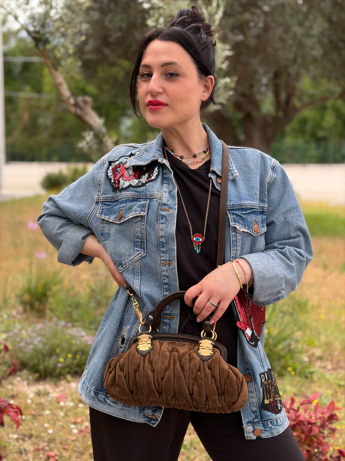 Satchel Miu Miu marrone