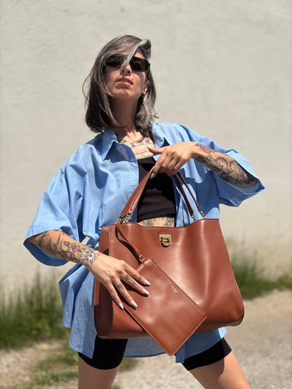 Tote Trifolio Salvatore Ferragamo cognac