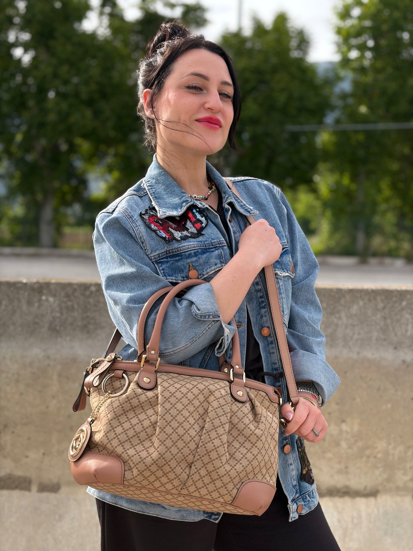 Satchel Diamante Gucci beige