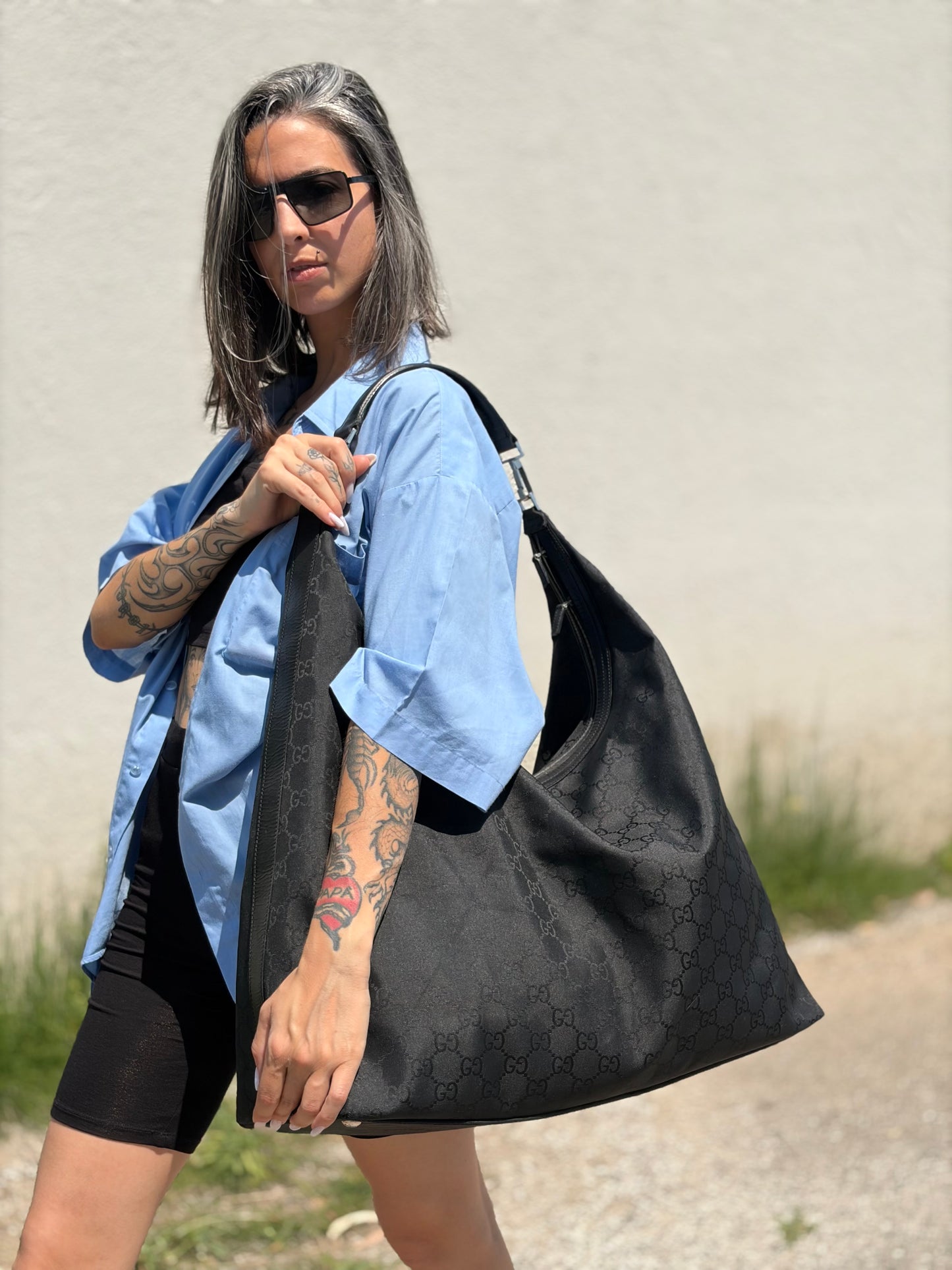Maxi Hobo Gucci GG nera
