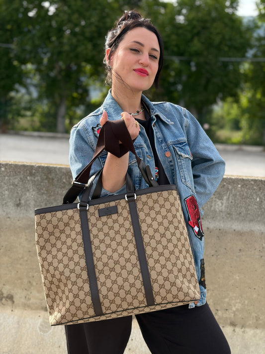Cartella Gucci GG beige