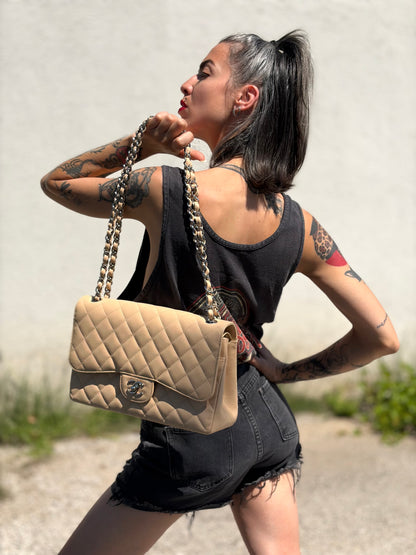 Borsa Chanel Timeless caviar beige