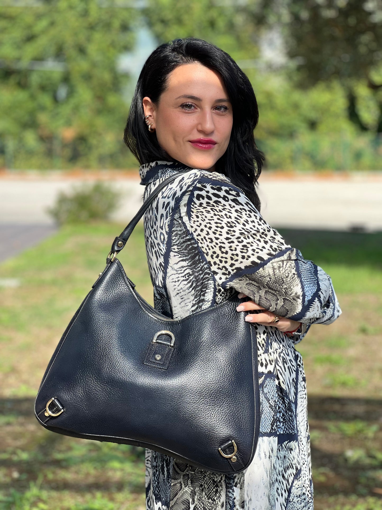 Borsa a spalla Gucci D-Ring blu