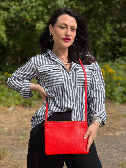 Borsa Trio Celine rosso corallo