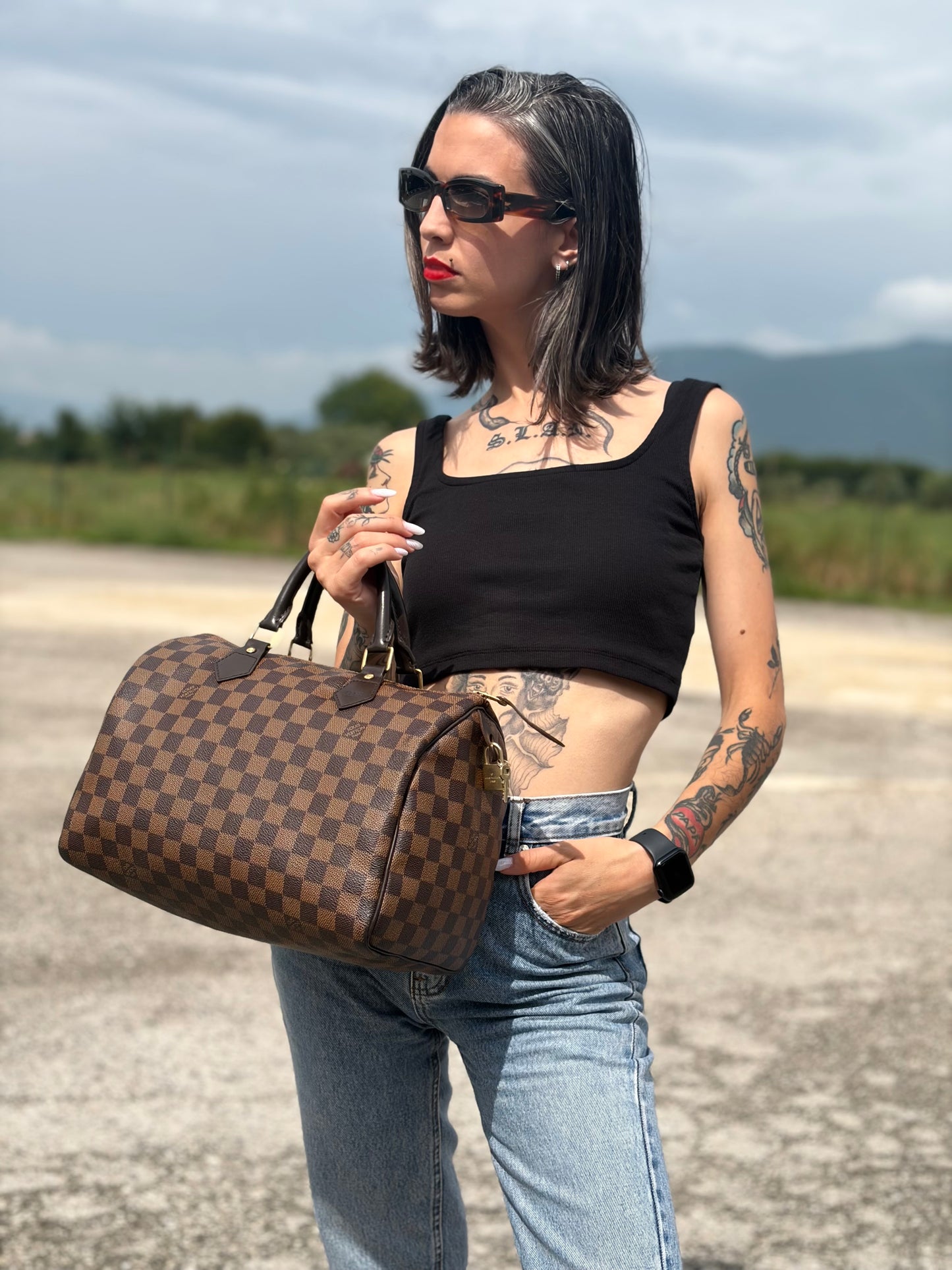 Speedy 30 Damier Ébène personalizzato