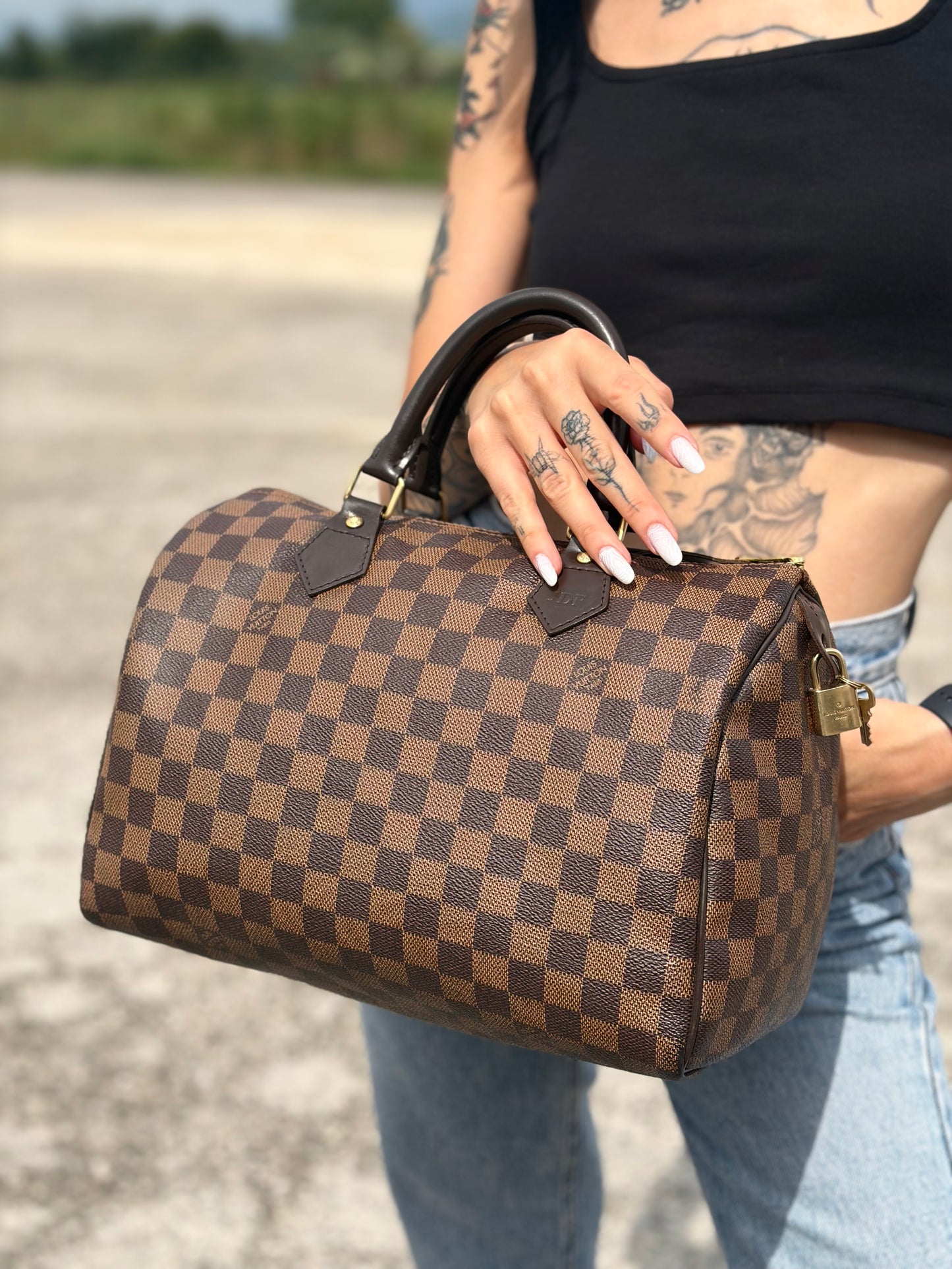 Speedy 30 Damier Ébène personalizzato