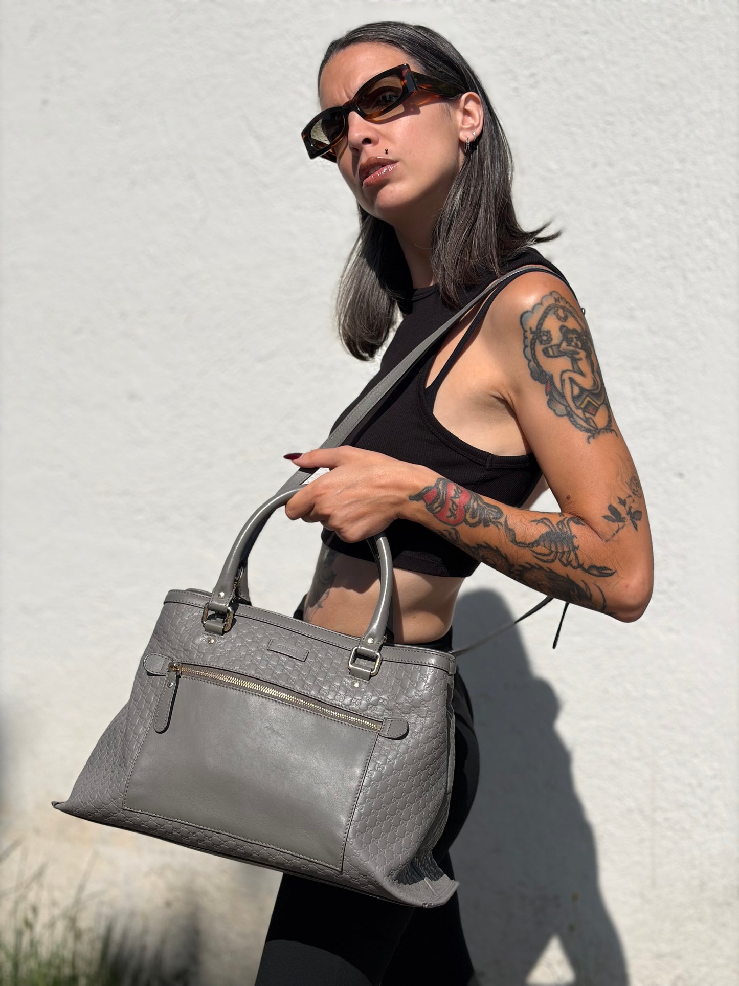 Satchel Gucci Microguccissima grigia