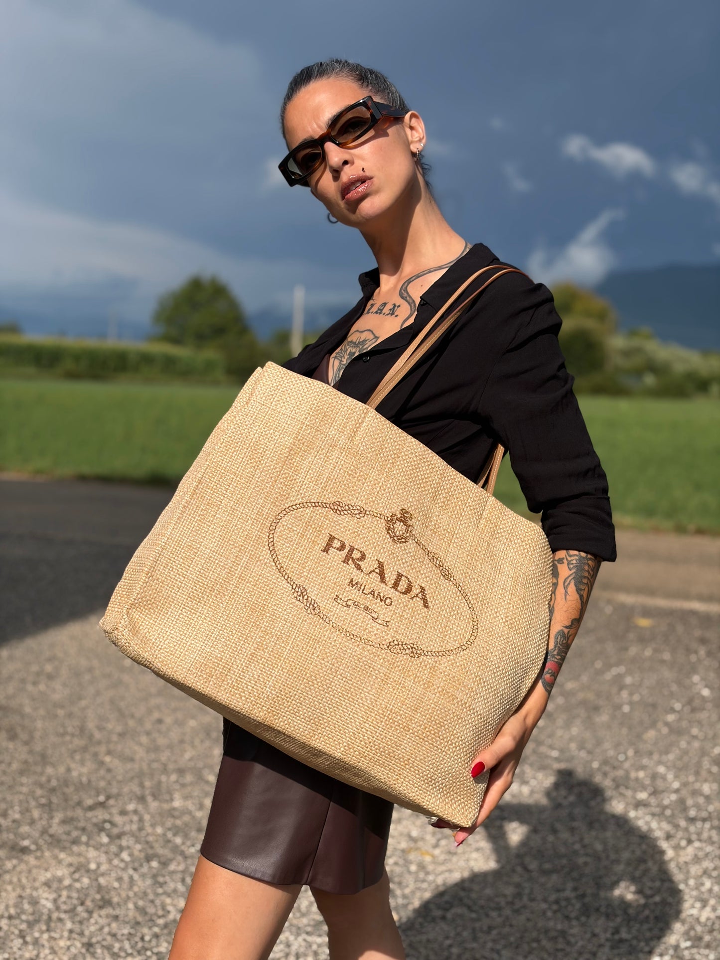 Tote Prada rafia