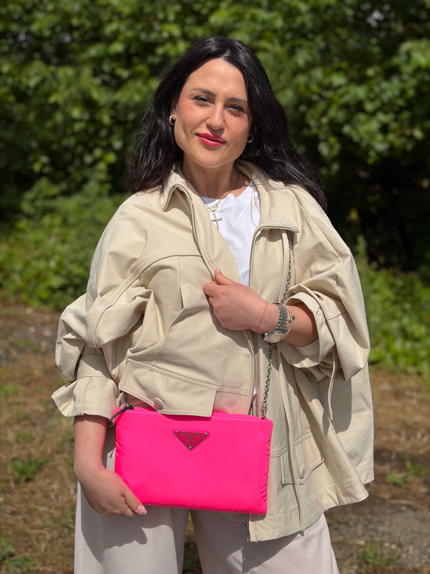 Pochette Prada fucsia neon