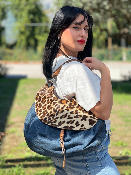 Borsa a spalla Miu Miu trama animalier