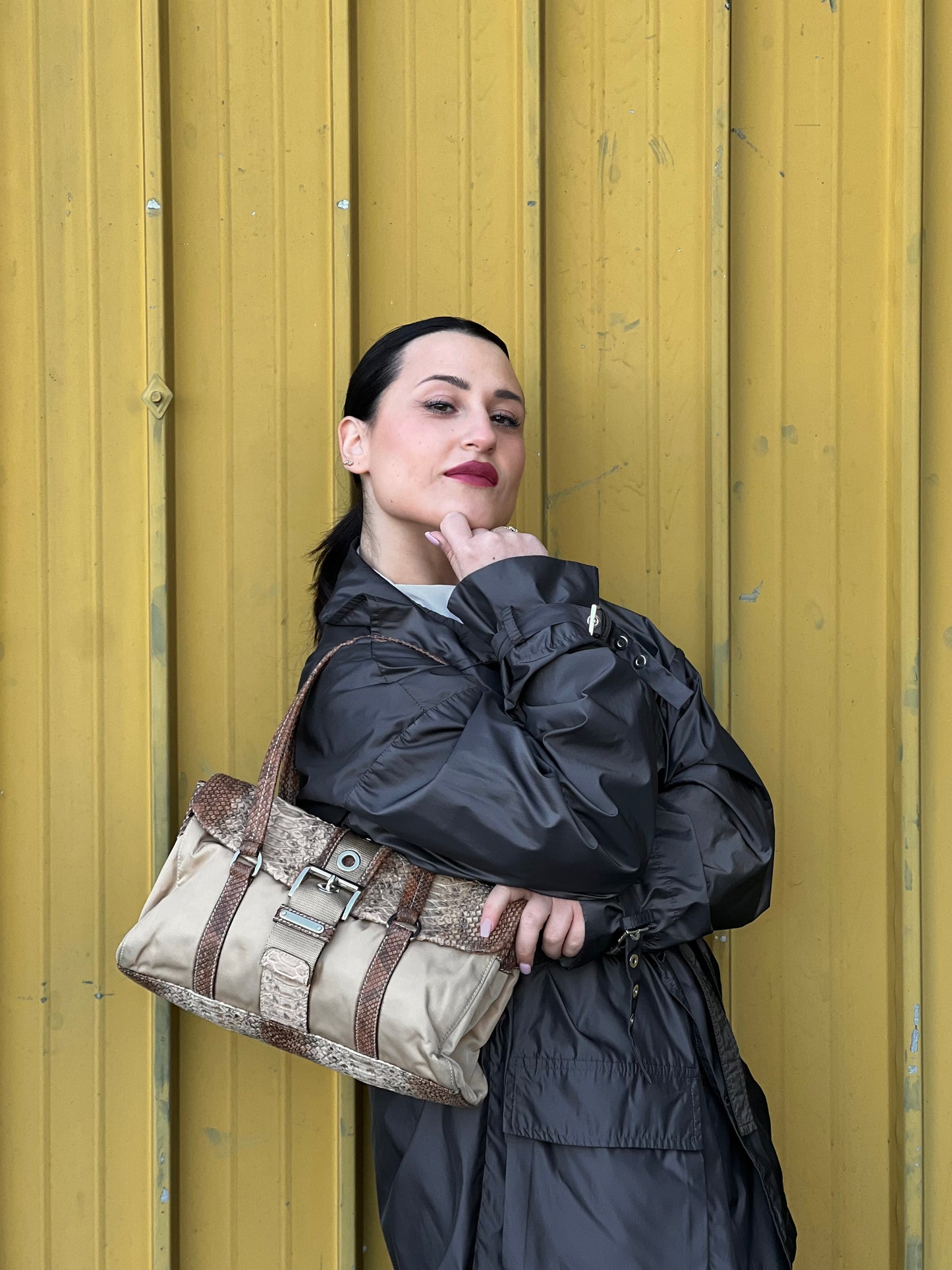 Borsa a spalla Prada animalier