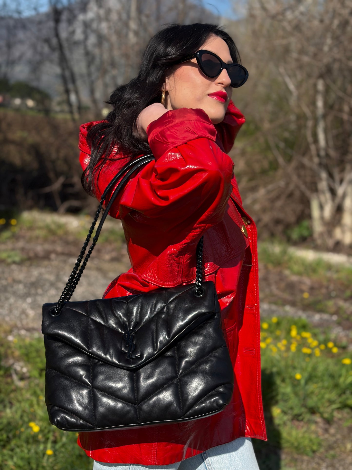 Borsa Saint Laurent Puffer media nera