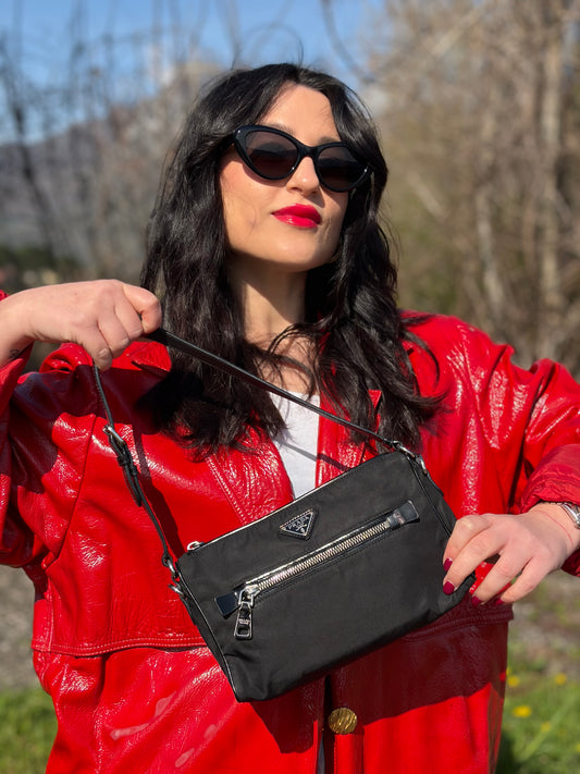 Borsa a spalla Prada nera
