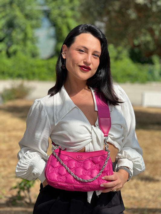 Tracolla Gucci GG Matelassé fucsia