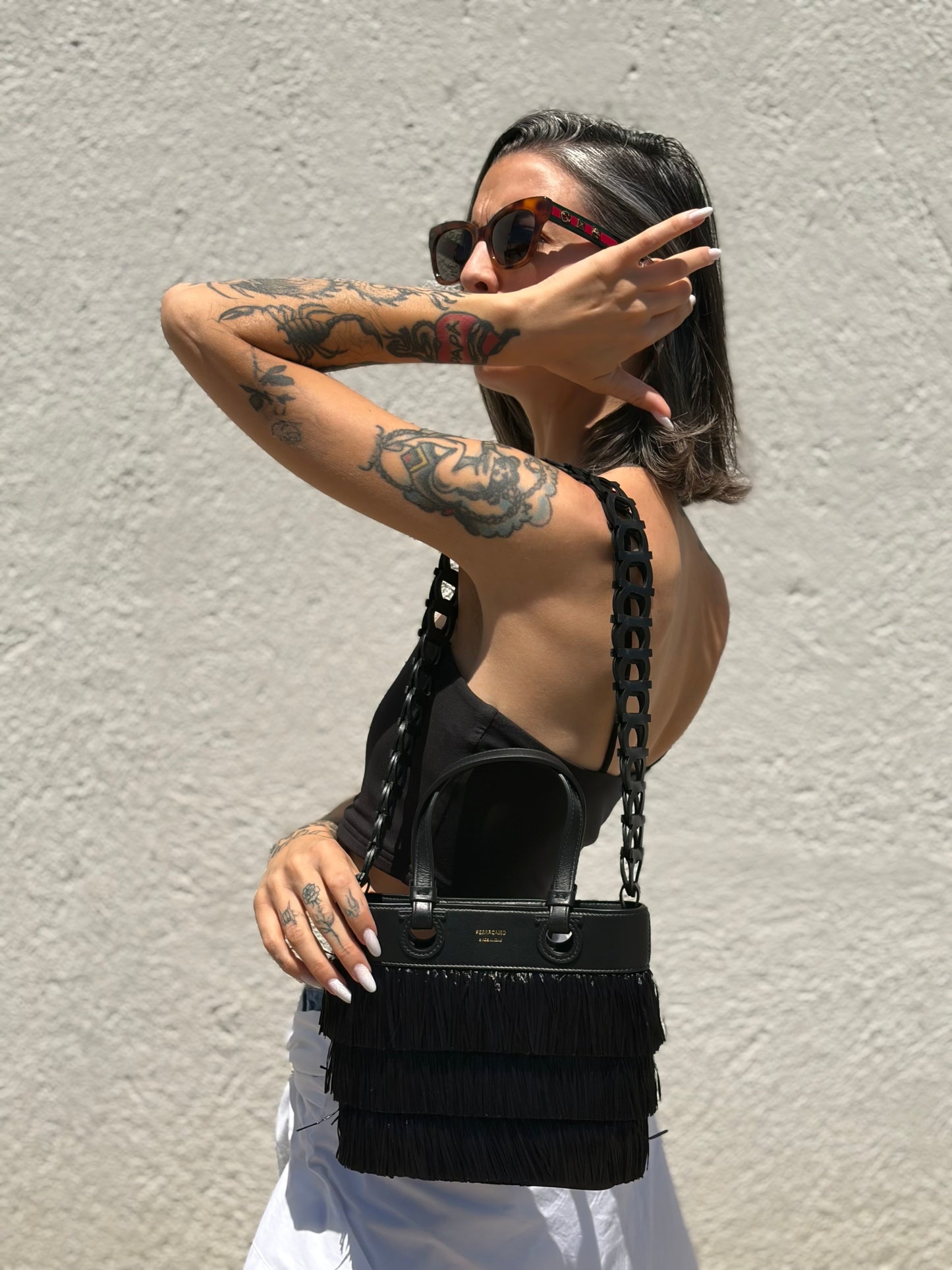 Tote Fringe Bag Salvatore Ferragamo nera