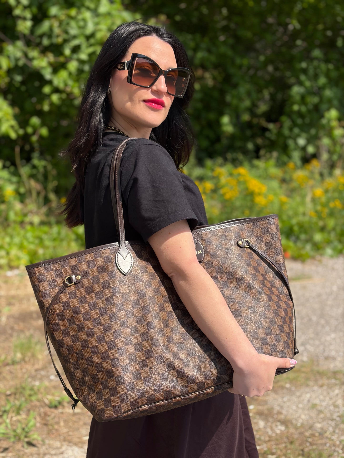Neverfull Damier Ébène GM personalizzata LV