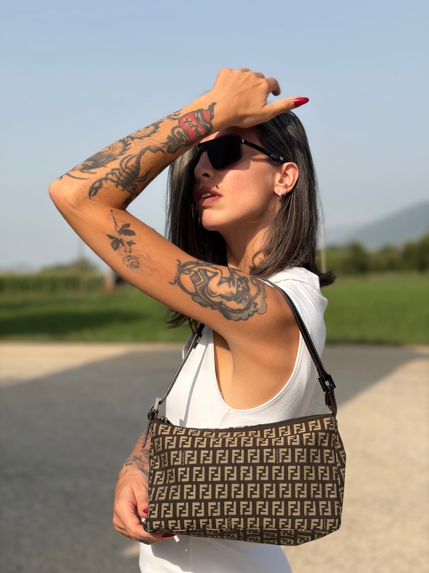 Borsa a spalla Fendi zucchino