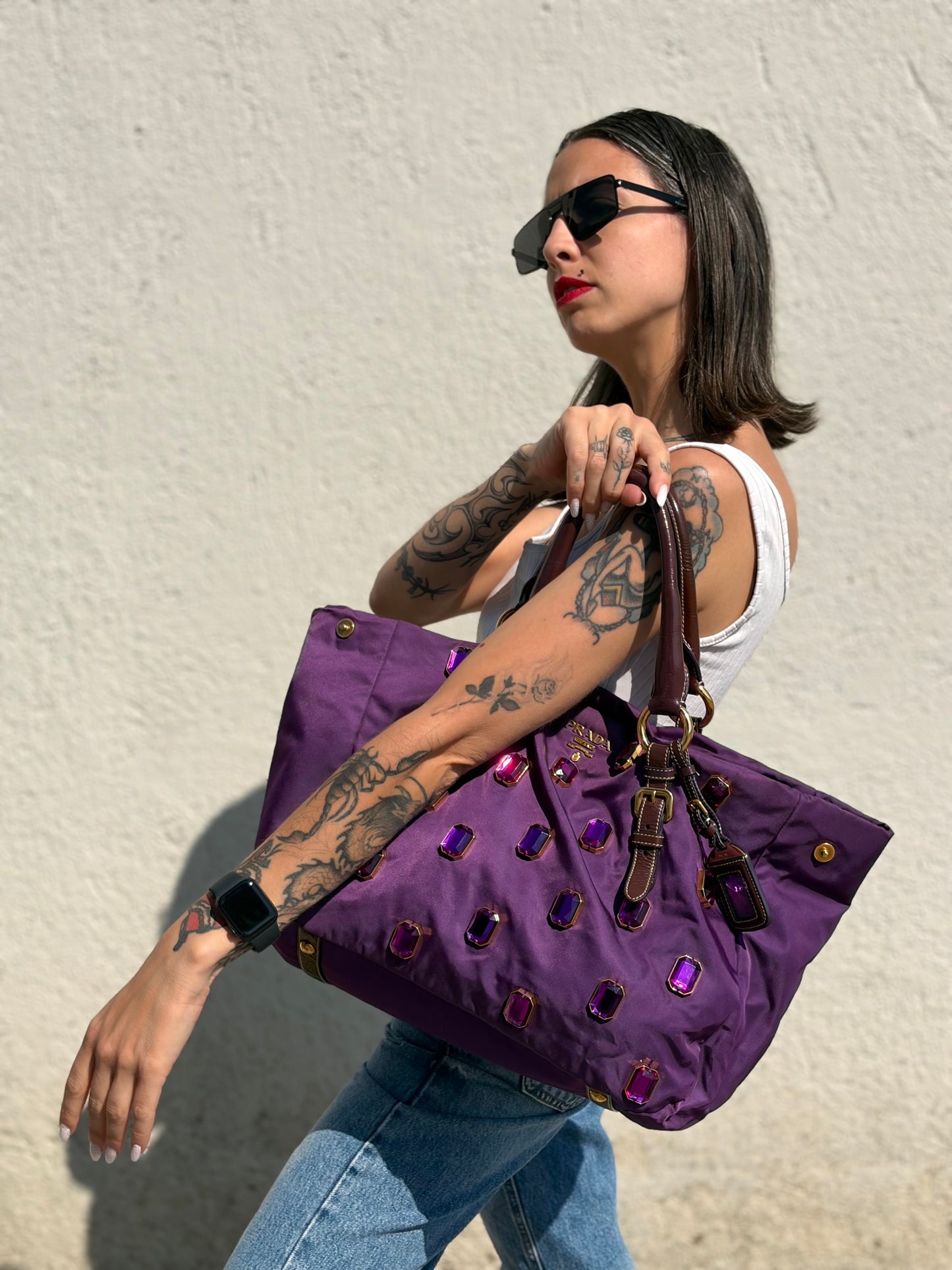 Tote Prada nylon viola