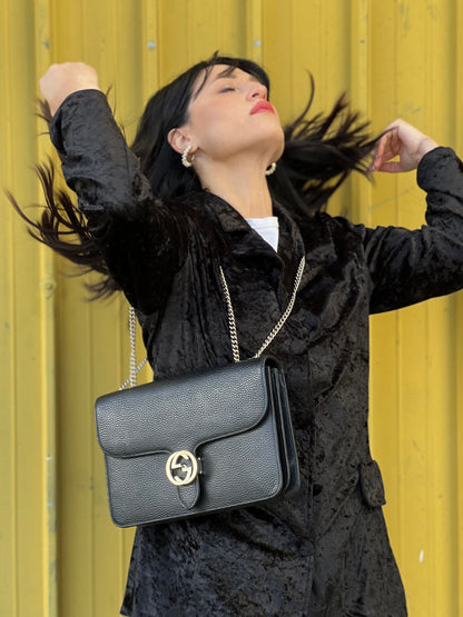 Borsa Gucci Interlocking nera