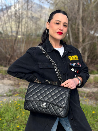 Borsa Chanel Maxi Jumbo Timeless Caviar Nera