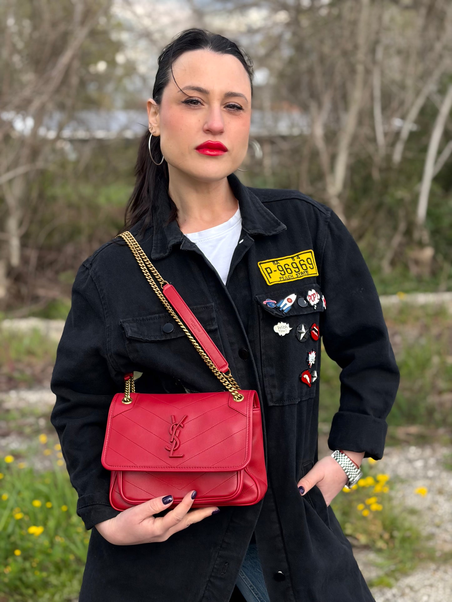 Borsa Niki baby Saint Laurent rossa