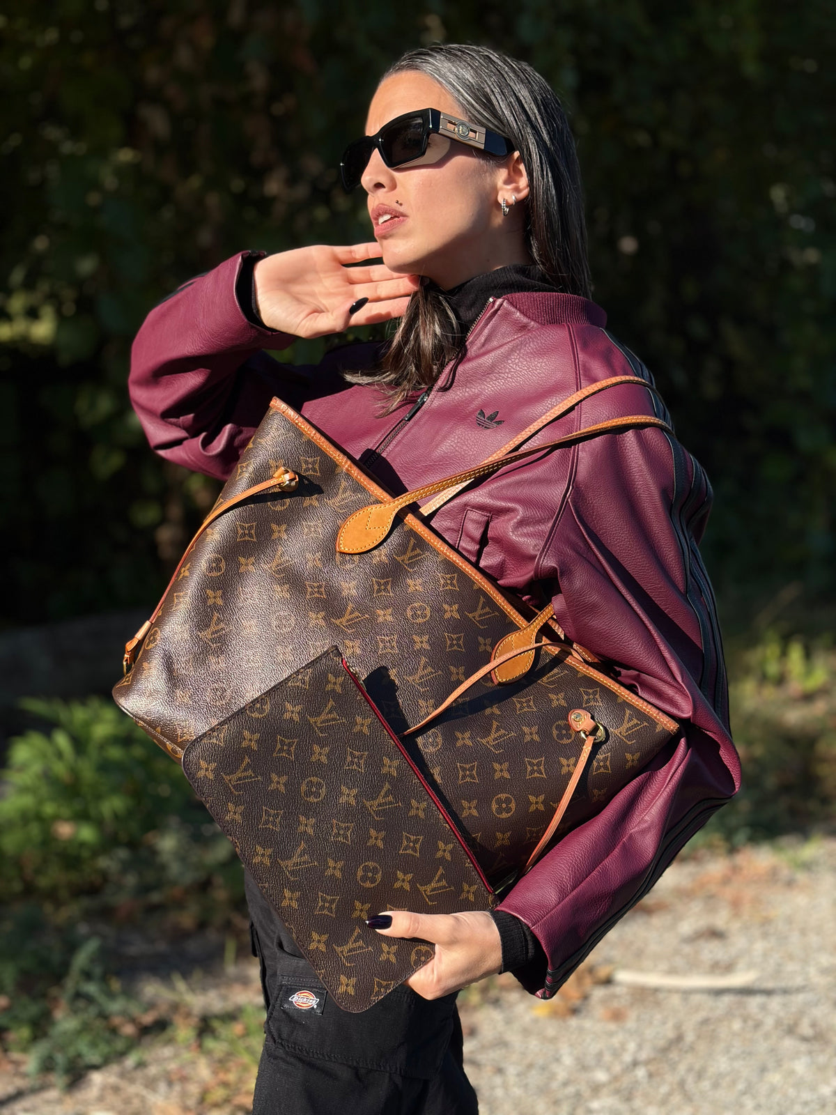 Neverfull MM Louis Vuitton in canvas marrone