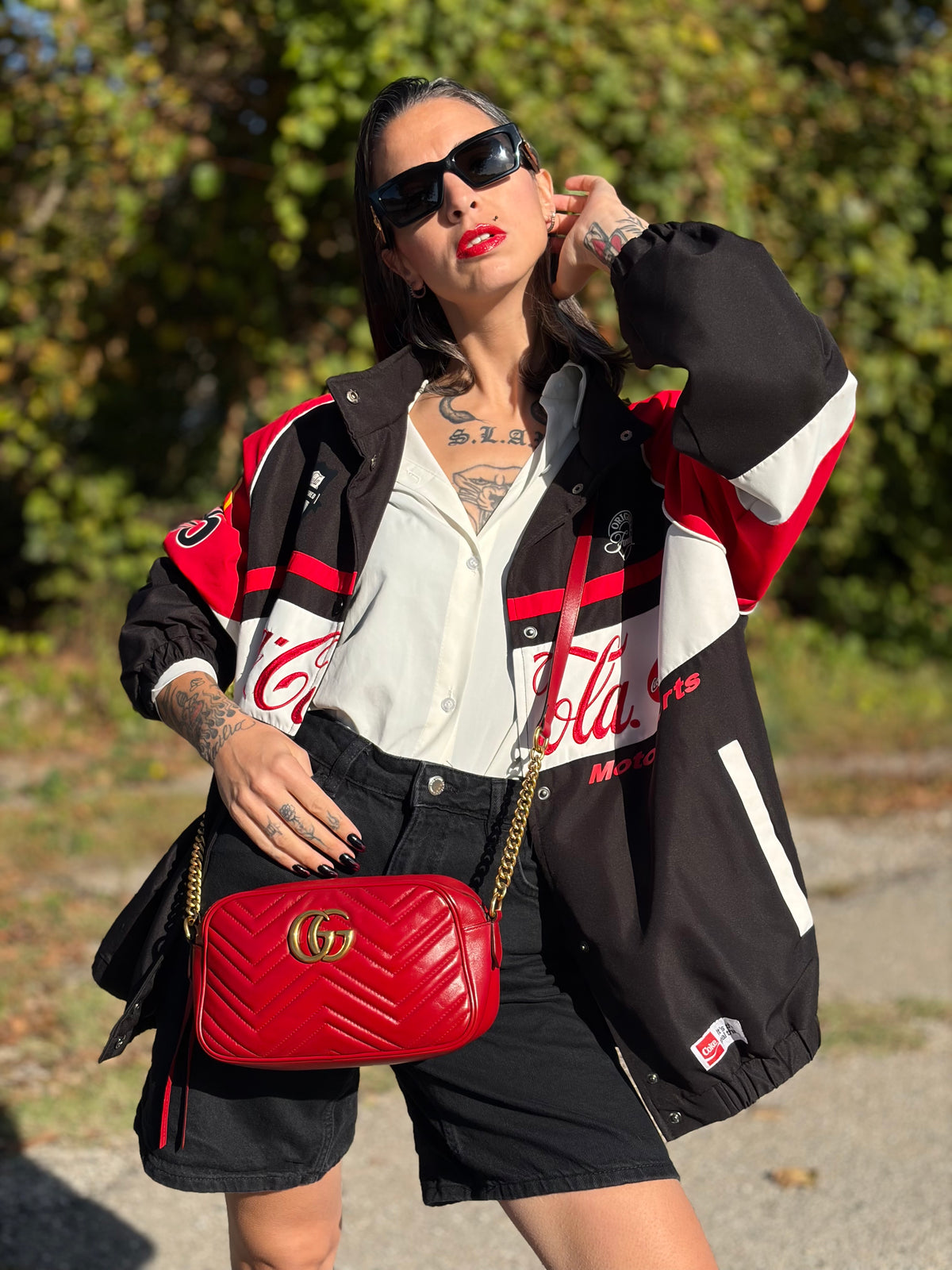 Camera Bag Gucci Marmont misura piccola in pelle rosso