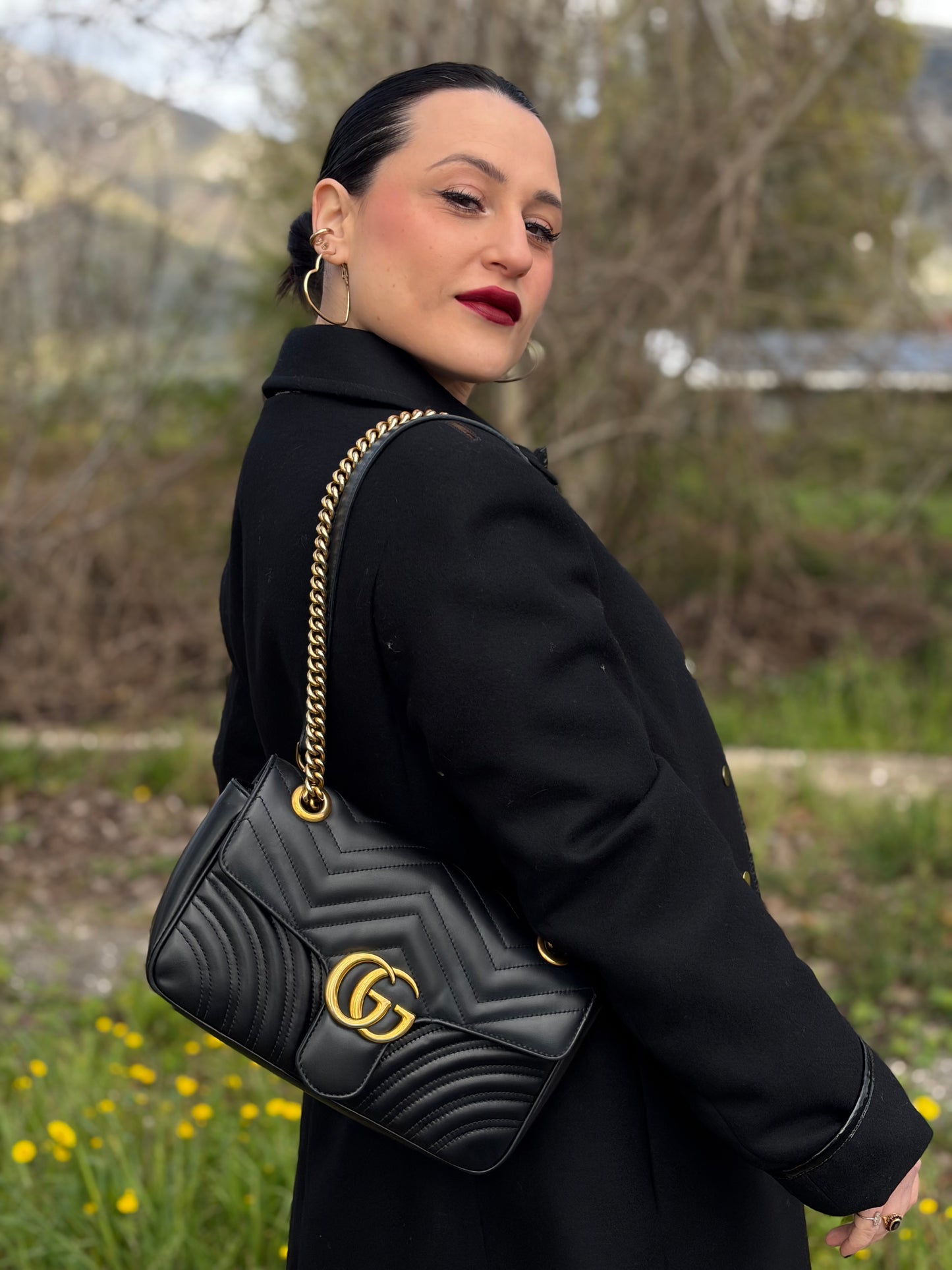 Borsa Gucci Marmont nera misura media