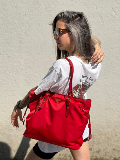 Tote Prada nylon rossa