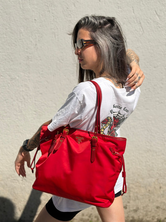 Tote Prada nylon rossa