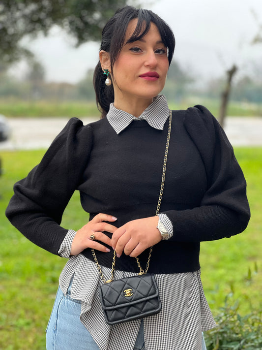 Borsa Chanel Mini Lambskin Button On Top Flap nera