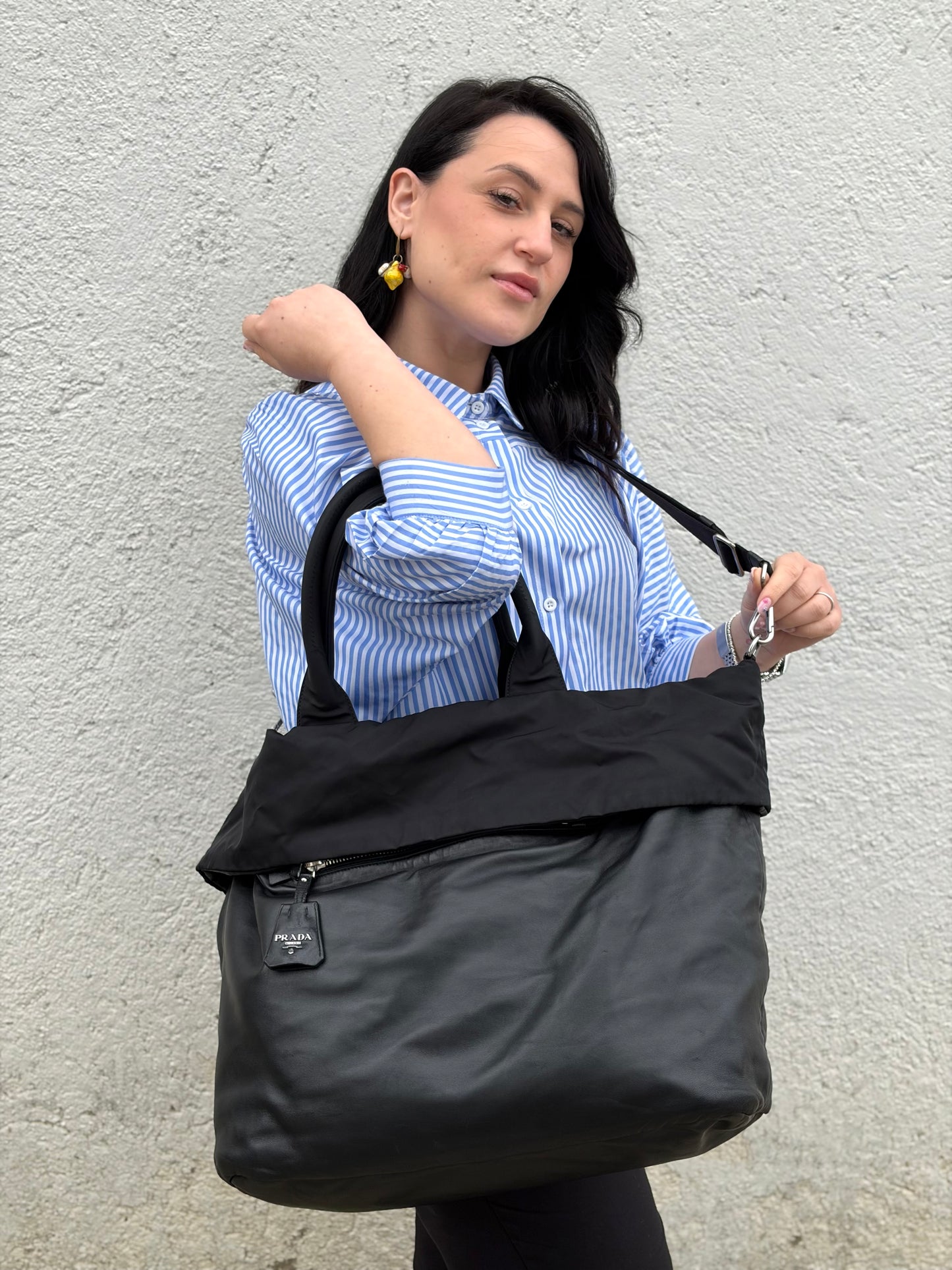 Tote Prada Double Face nera