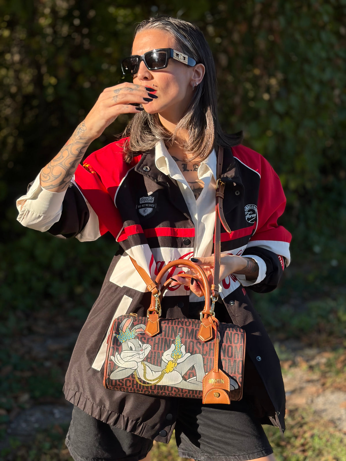 Bugs Bunny Bowler Moschino x Looney Tunes in canvas marrone
