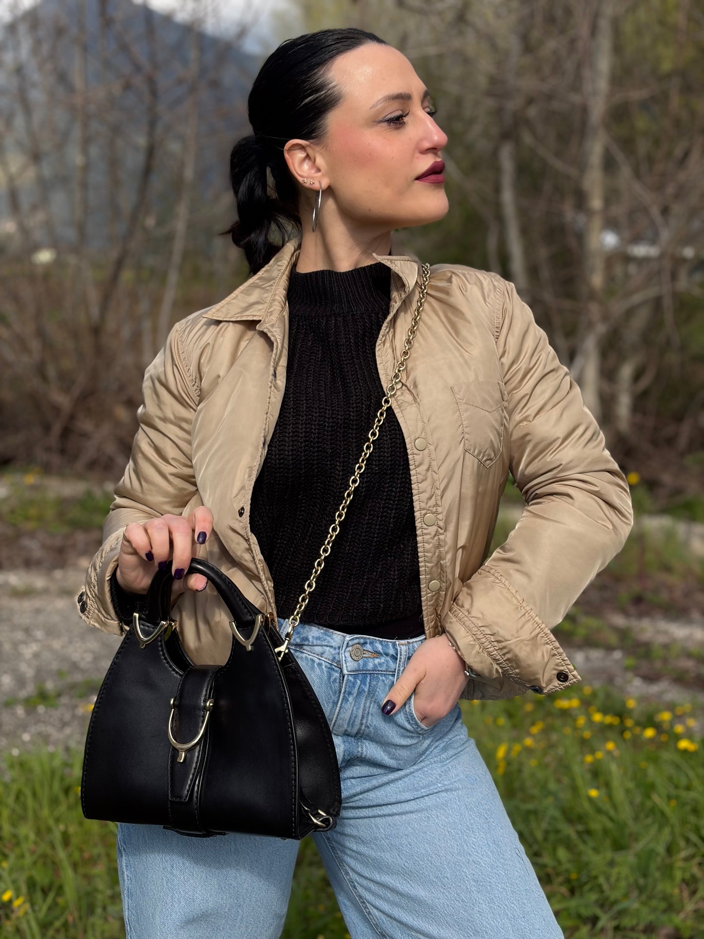 Borsa Stirrup Gucci nera