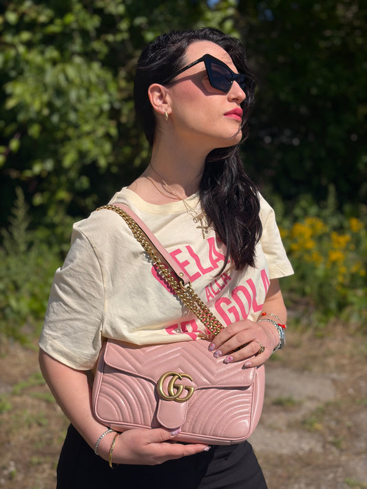 Borsa Gucci Marmont rosa misura media