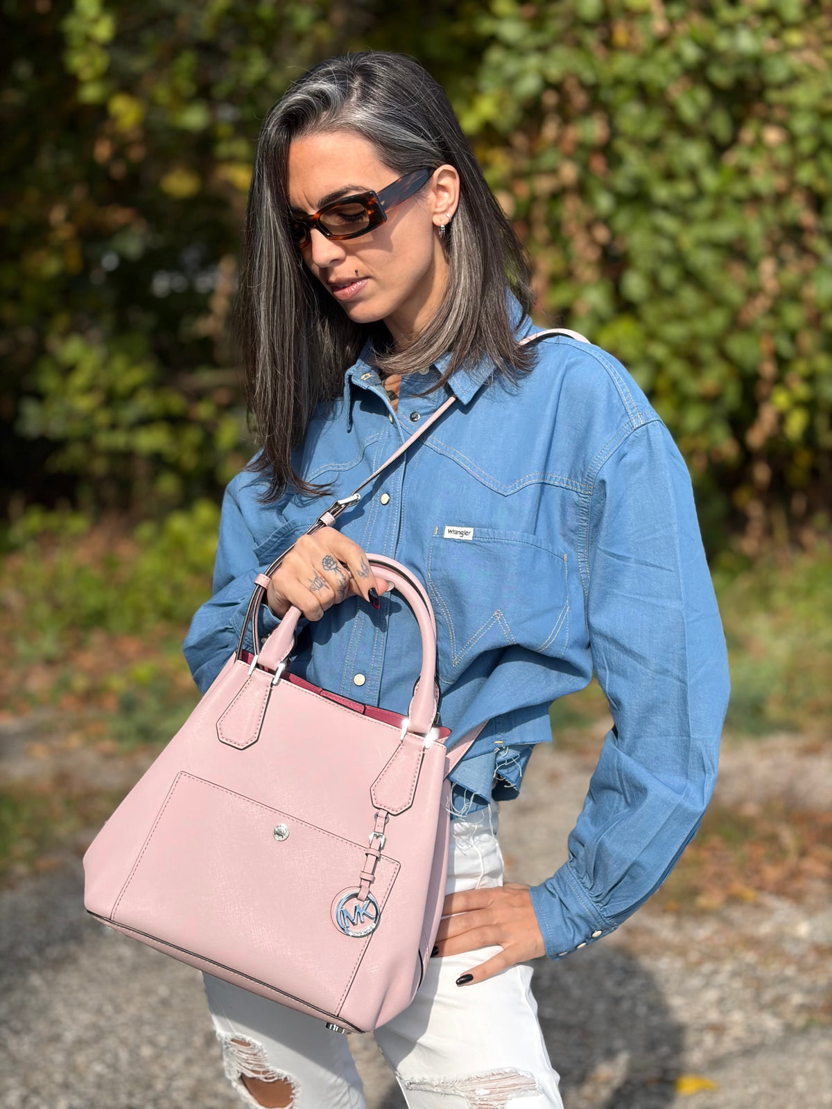 Borsa Greenwich Large Grab Michael Kors in pelle saffiano rosa