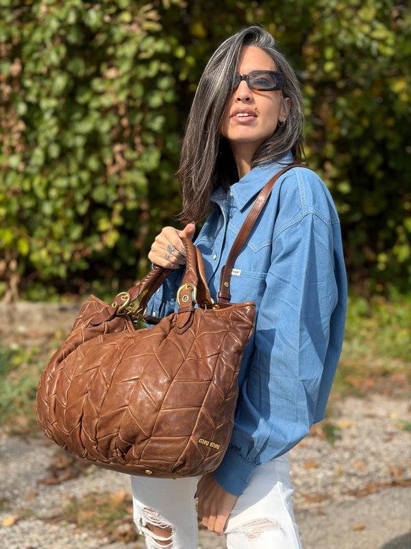 Shopper Miu Miu cammello