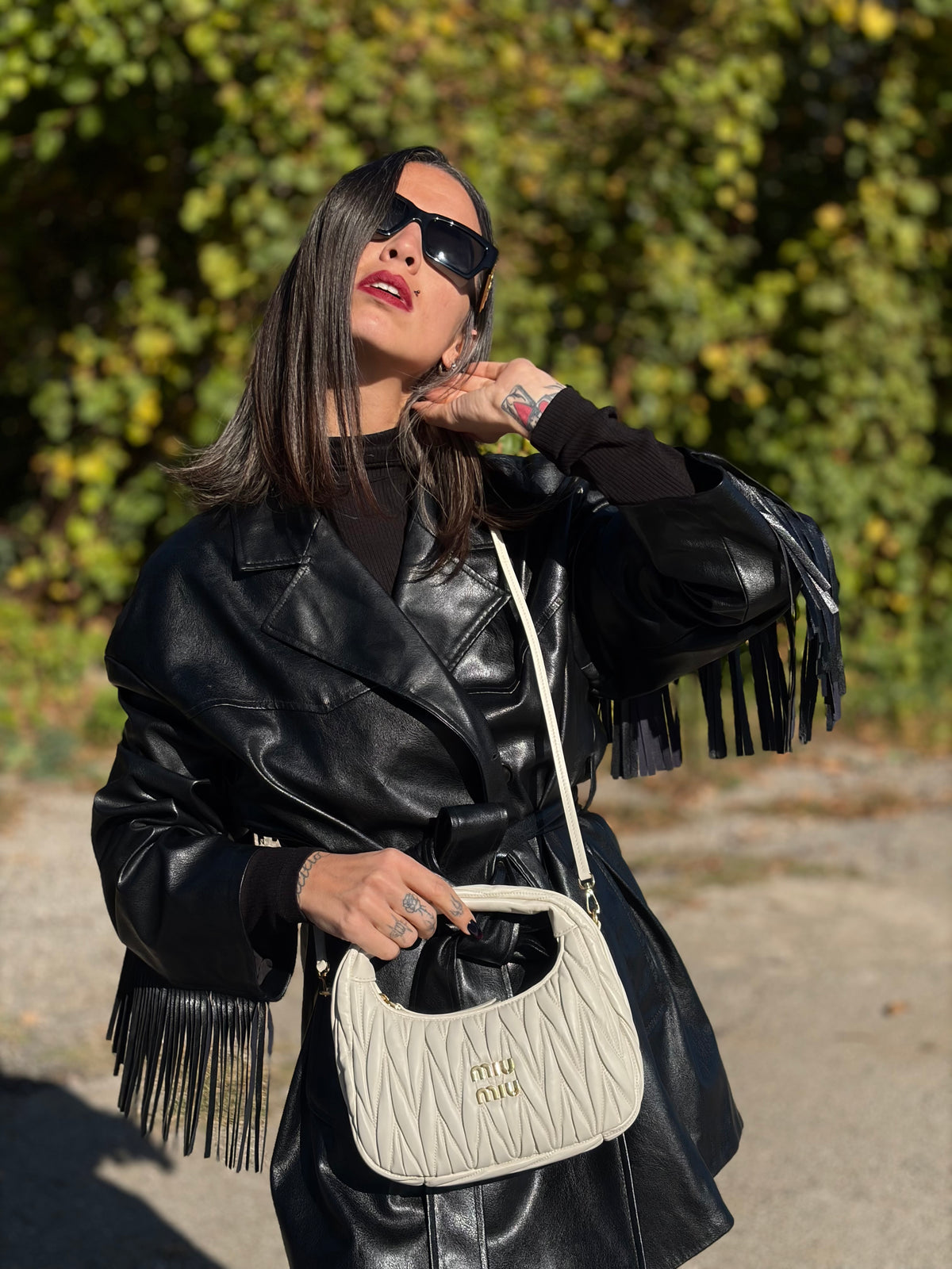 Borsa Miu Miu Wander matelassé Small bianca