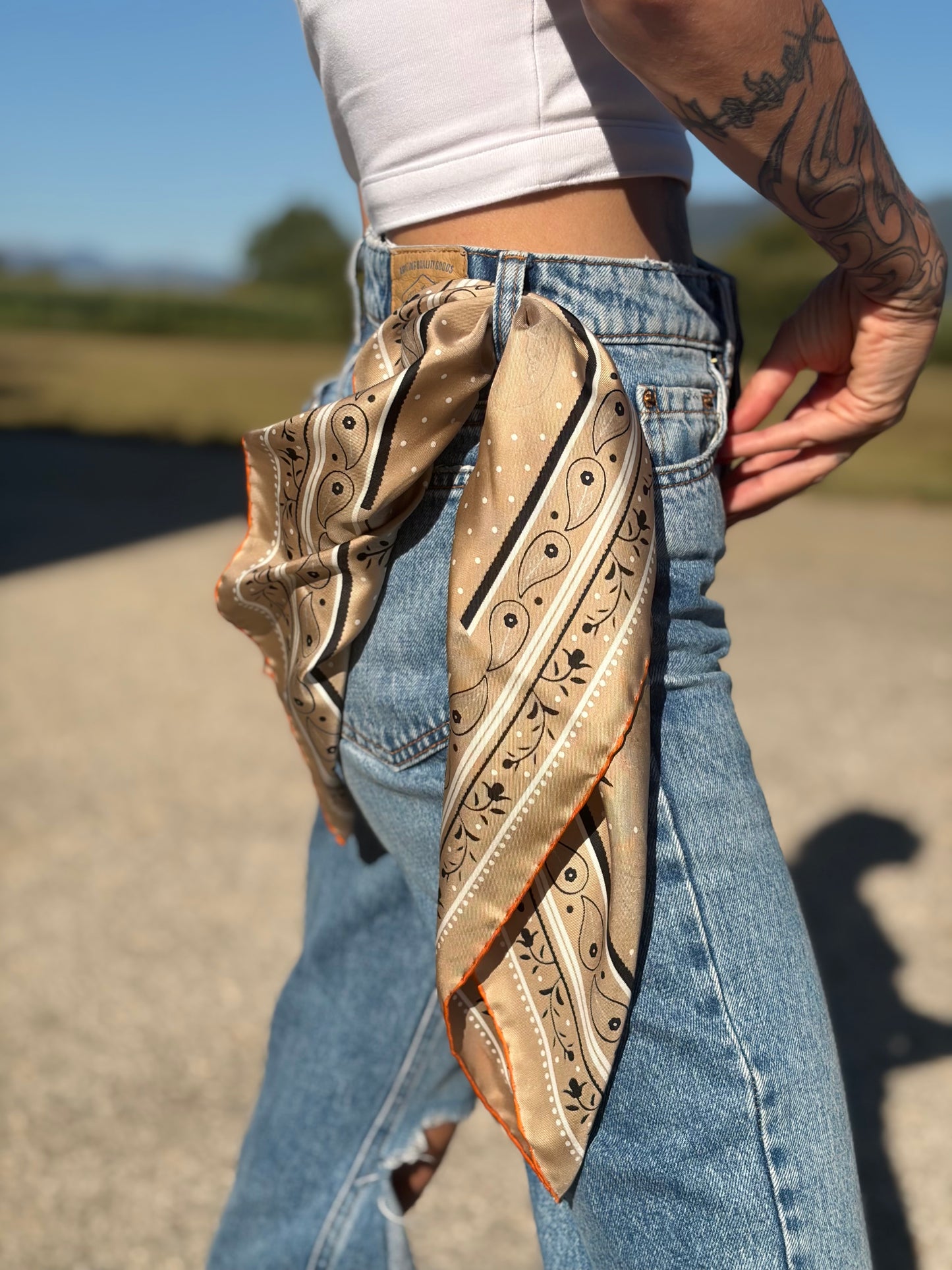 Foulard Hermès Étriers Beige