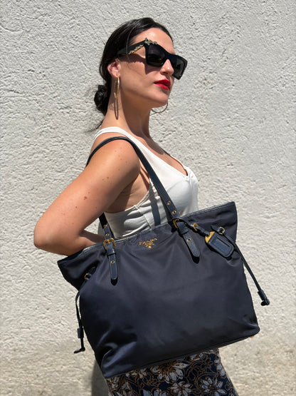 Tote Prada nylon blu