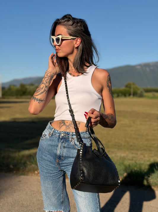 Secchiello Rockstud Valentino Gravani nero